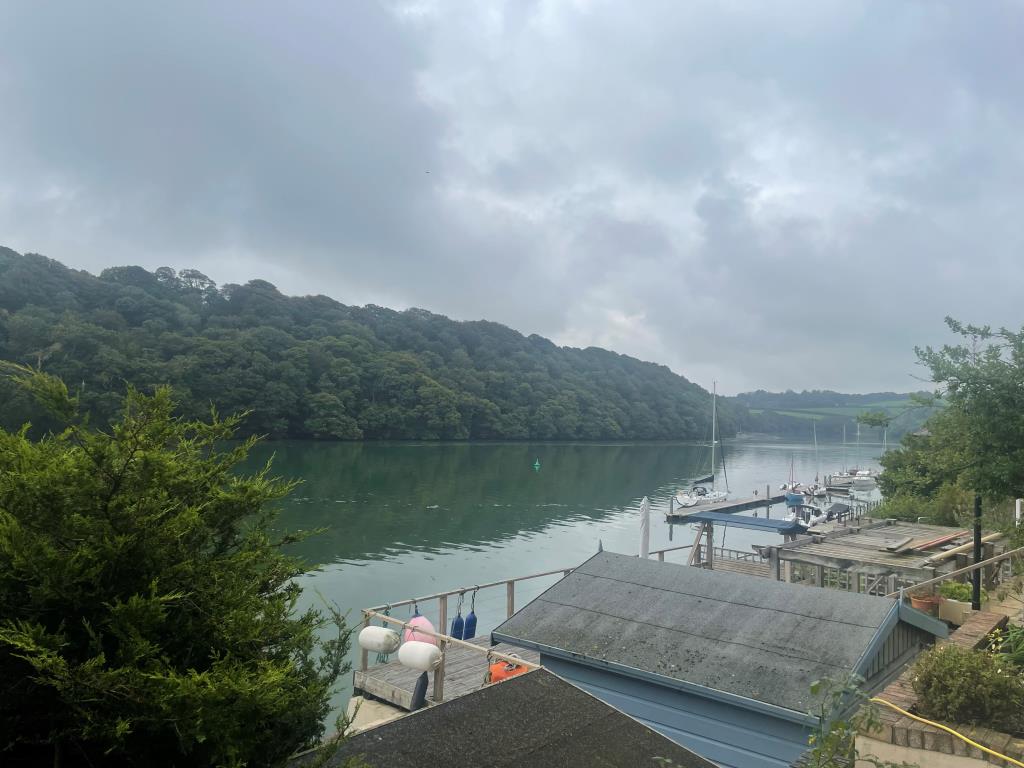 Lot: 104 - FORMER PUBLIC CONVENIENCES WITH FANTASTIC RIVER FAL VIEWS - Alternative view of River Fal from rear of Site